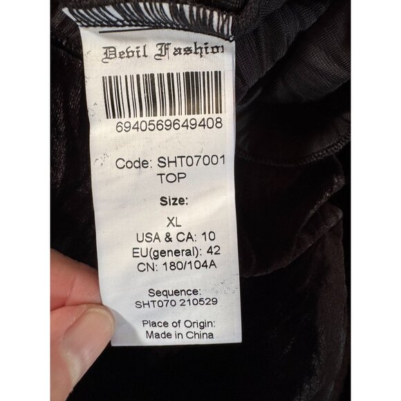 Vintage-Style Velvet Top With Lace Trim & Button Details Size XL Made In China - Picture 10 of 16